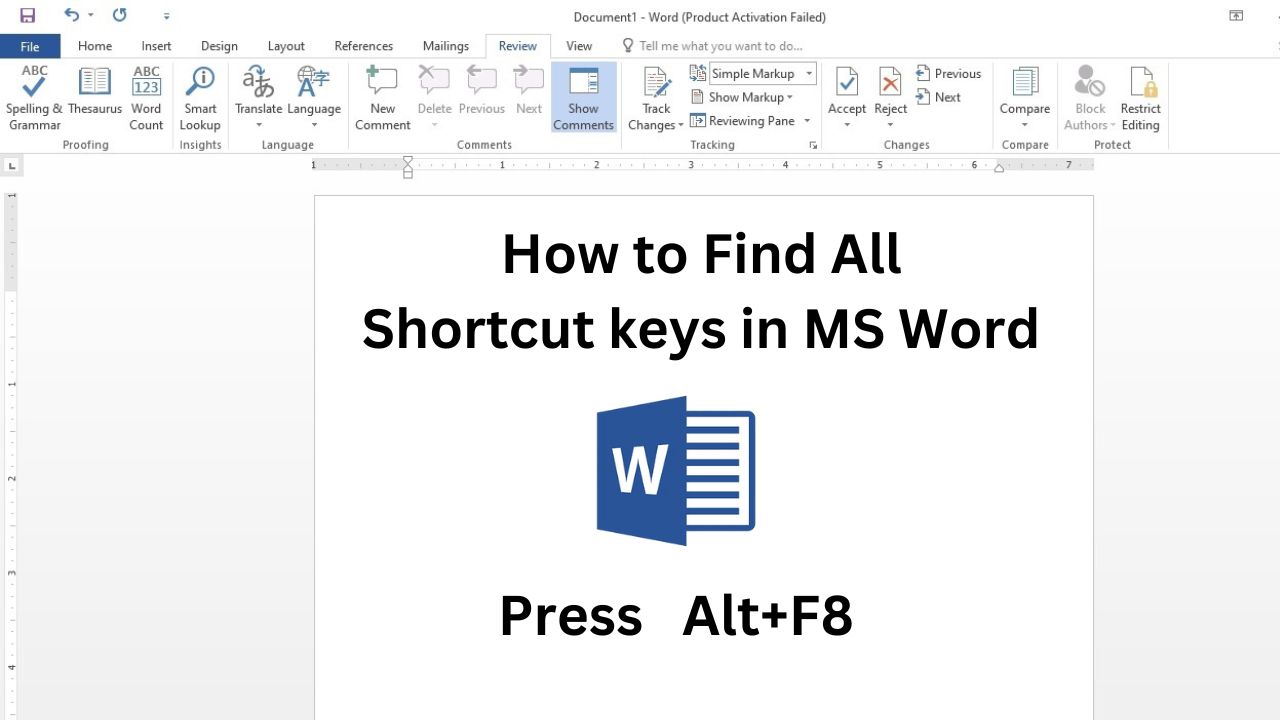 shortcut keys in ms word