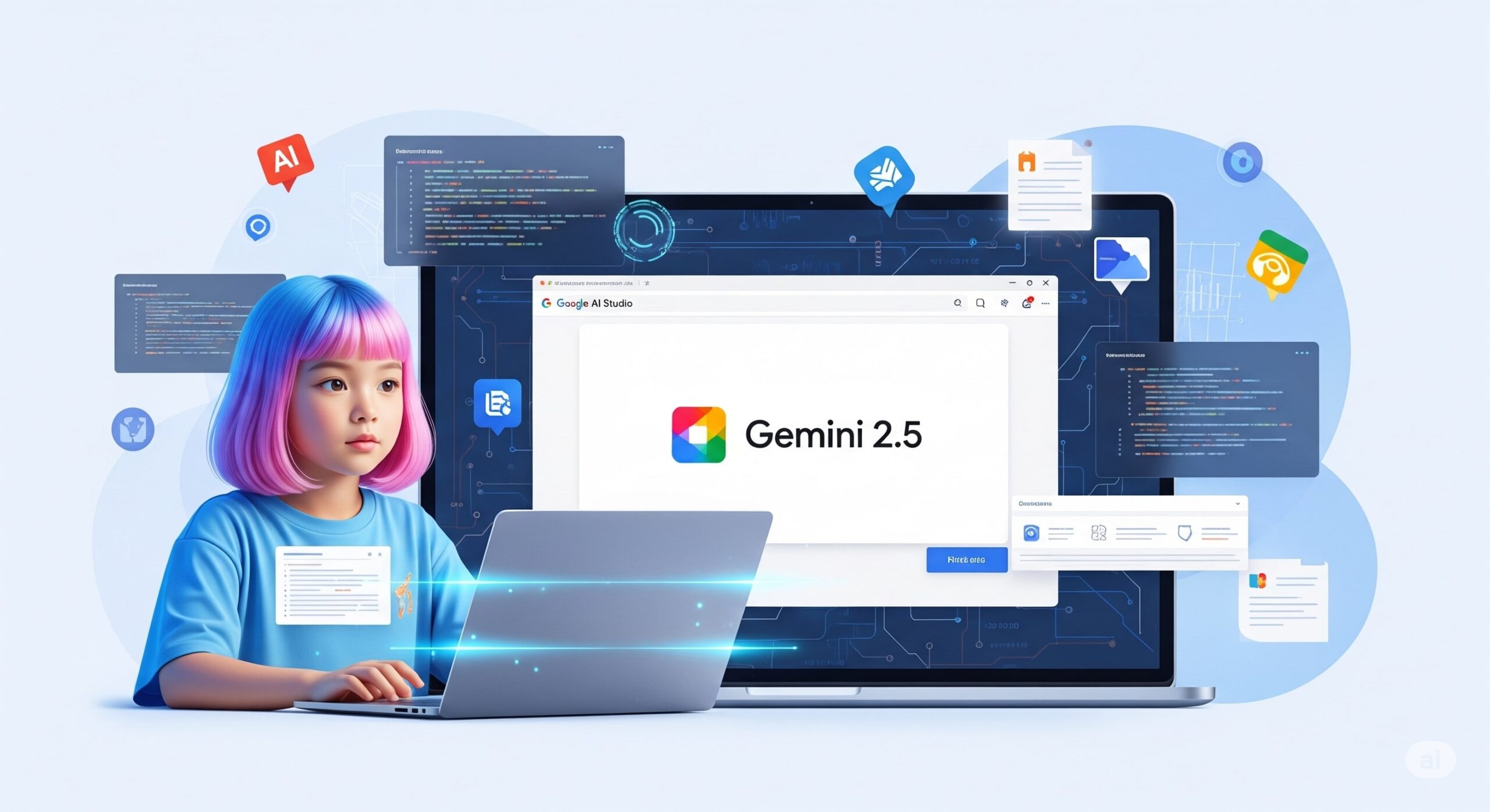 Google AI Studio dashboard interface showing Gemini 1.5 in action