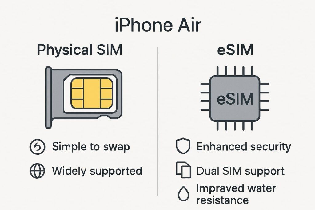 Why iPhone Air is eSIM Only in USA ,Infographic comparing eSIM and physical SIM in iPhone Air